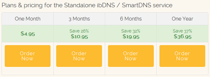 ibDNS pricing plans