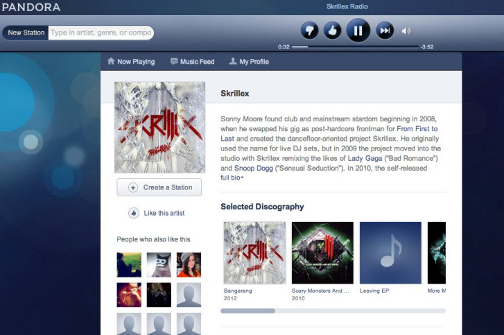 Pandora interface