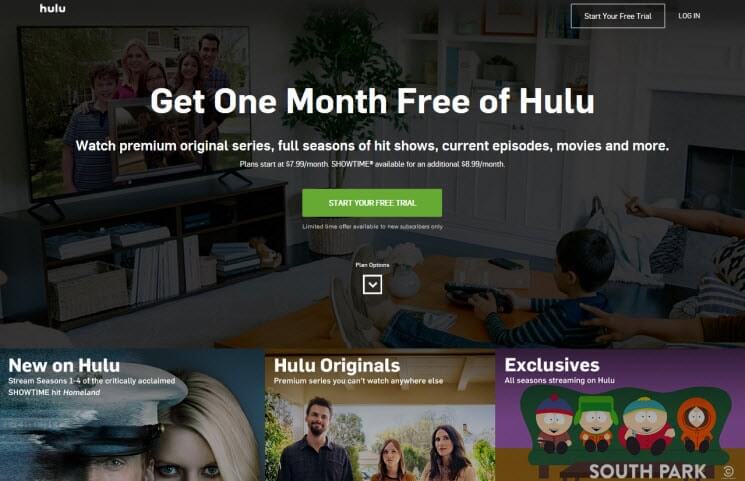 Opening Hulu screen
